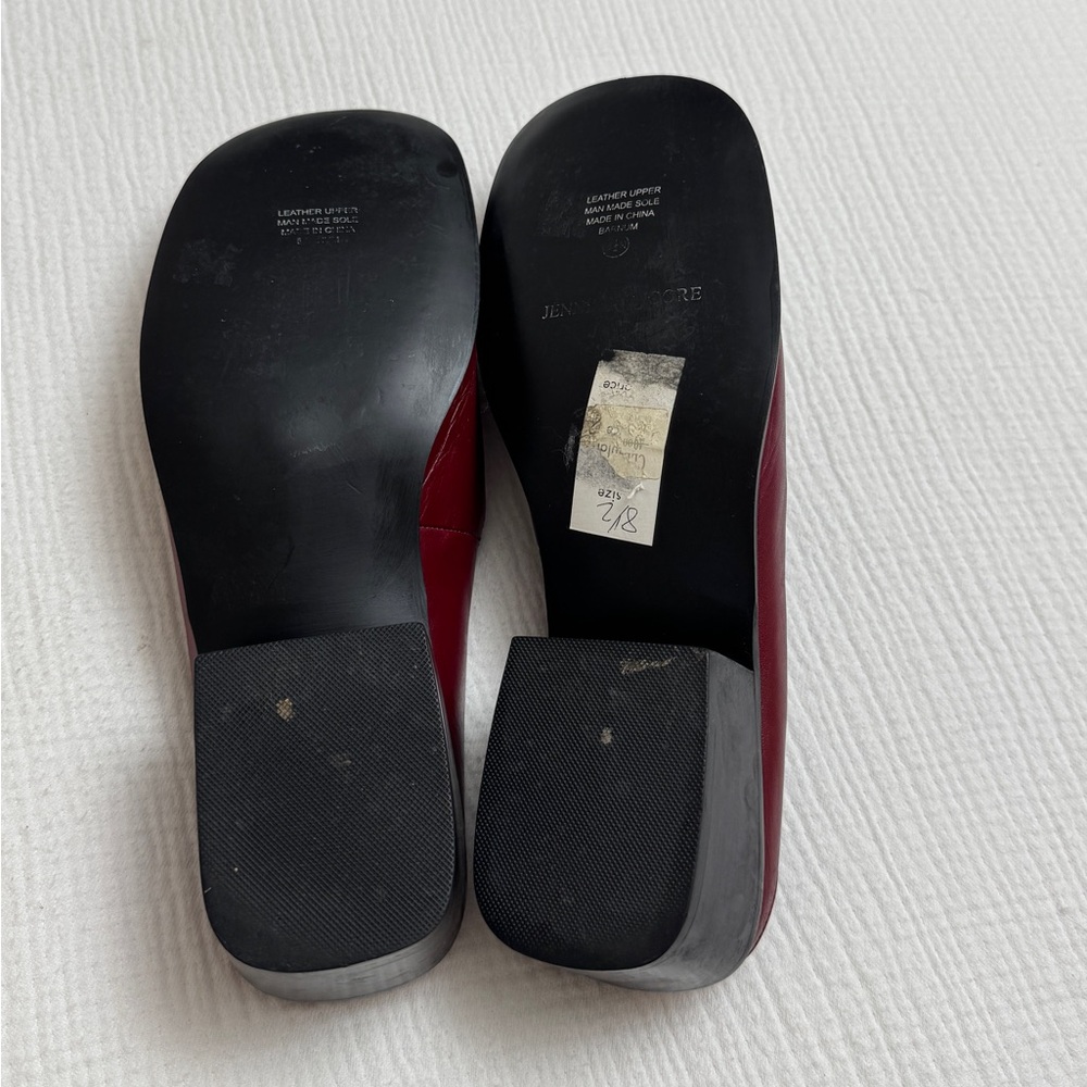 Vintage Y2K Deep Maroon Red Leather Slip On Mules Size 8.5 Retro Fall Classic - Picture 10 of 12
